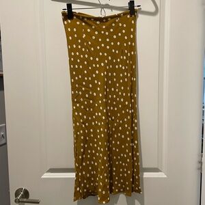 Madewell Size 0 Polka Dot Mustard Yellow Midi Skirt